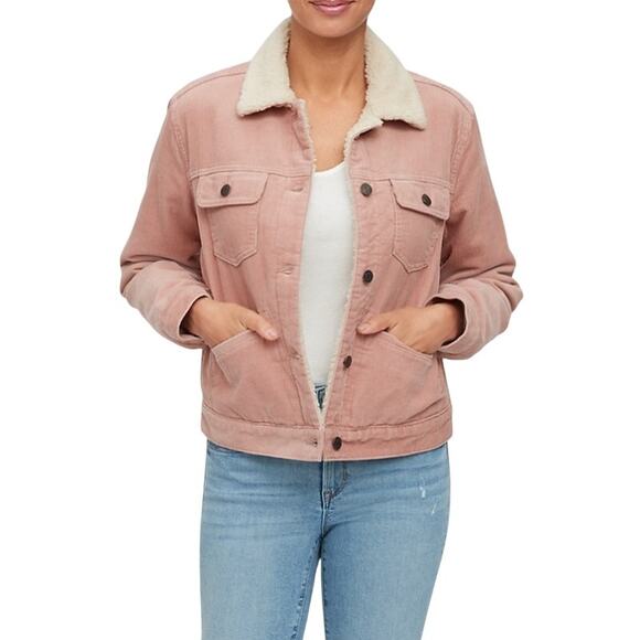 VTG Gap Denim Womens Jacket XL Sherpa Lined Icon Pink Trucker Y2K Camp Western - Picture 9 of 9